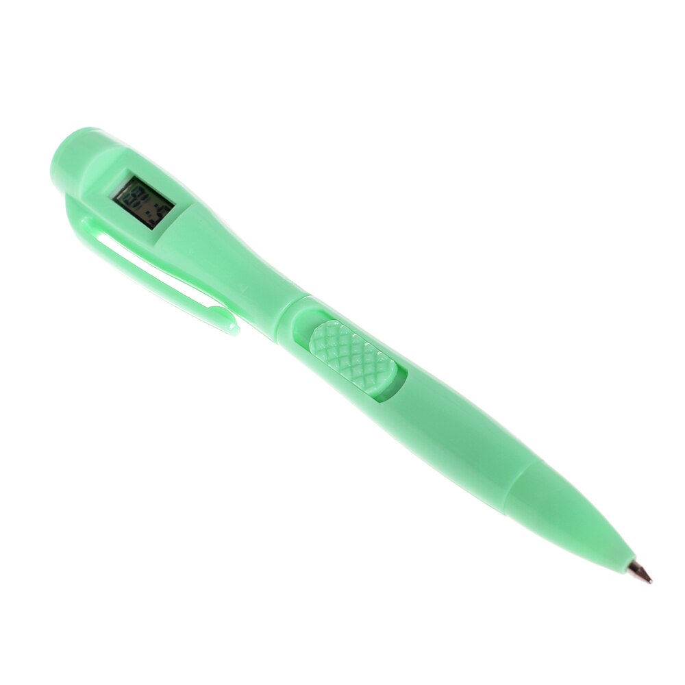 1pc Novelty Ballpoint Pen With Digital Clock Electronic Pen Exam Pens Watch Pen Signature Pen Writing School Stationery Supply: green