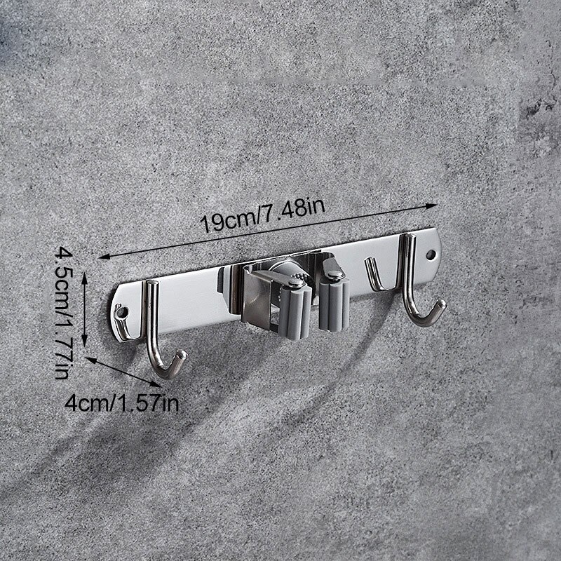 Stainless Steel Mop Holder Wall Hook Punch-free Strong Glue Wall Mounted Mop Organizer Holder Brush Broom Hanger: HG-E52302
