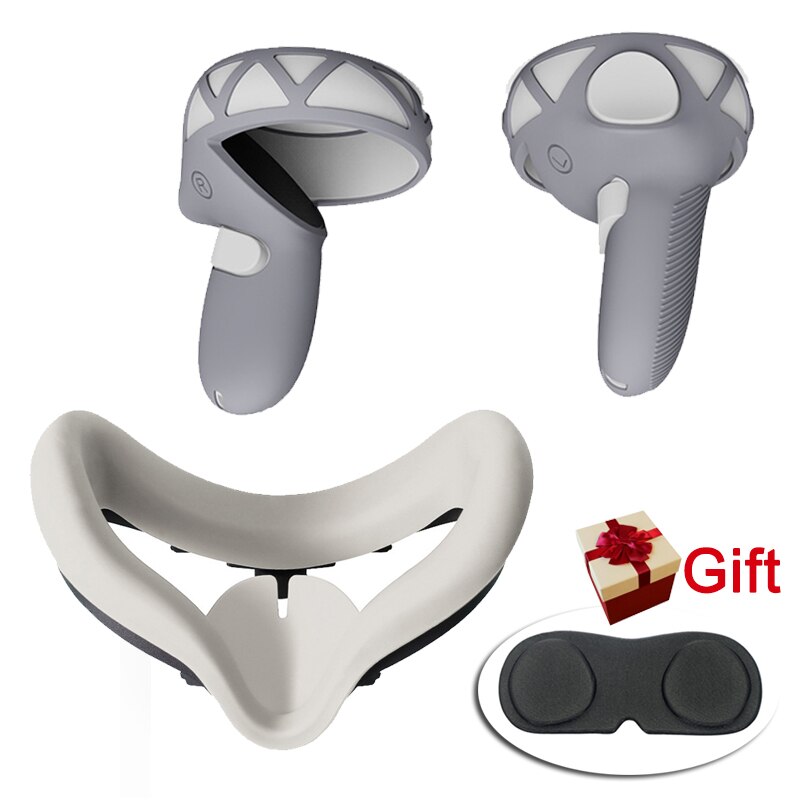Cubierta protectora de silicona 2 en 1 para Oculus Quest 2, protector facial para máscara de ojos, accesorios de protección para lentes,: Grey 1