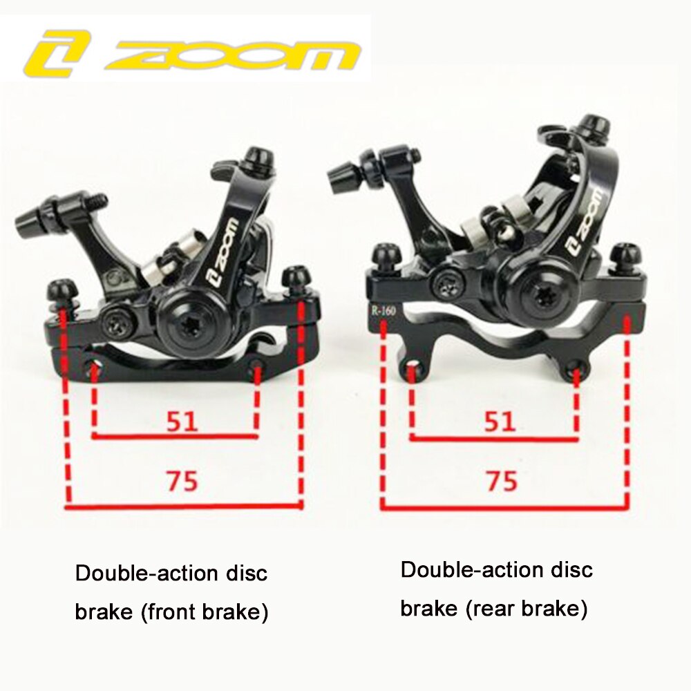 Zoom Fiets Remmen Mtb Fiets Voor Achter Brake Aluminium Mechanische Disc Bidirectionele Remklauw Met Disc F160 R160