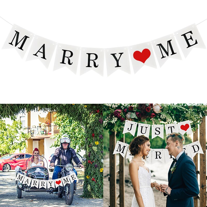 Wedding Decoration Bride/groom White"JUST MARRIED&amp;MARRY ME "letter Paper Garland Banner Paper Garland Banner Event Party Supply