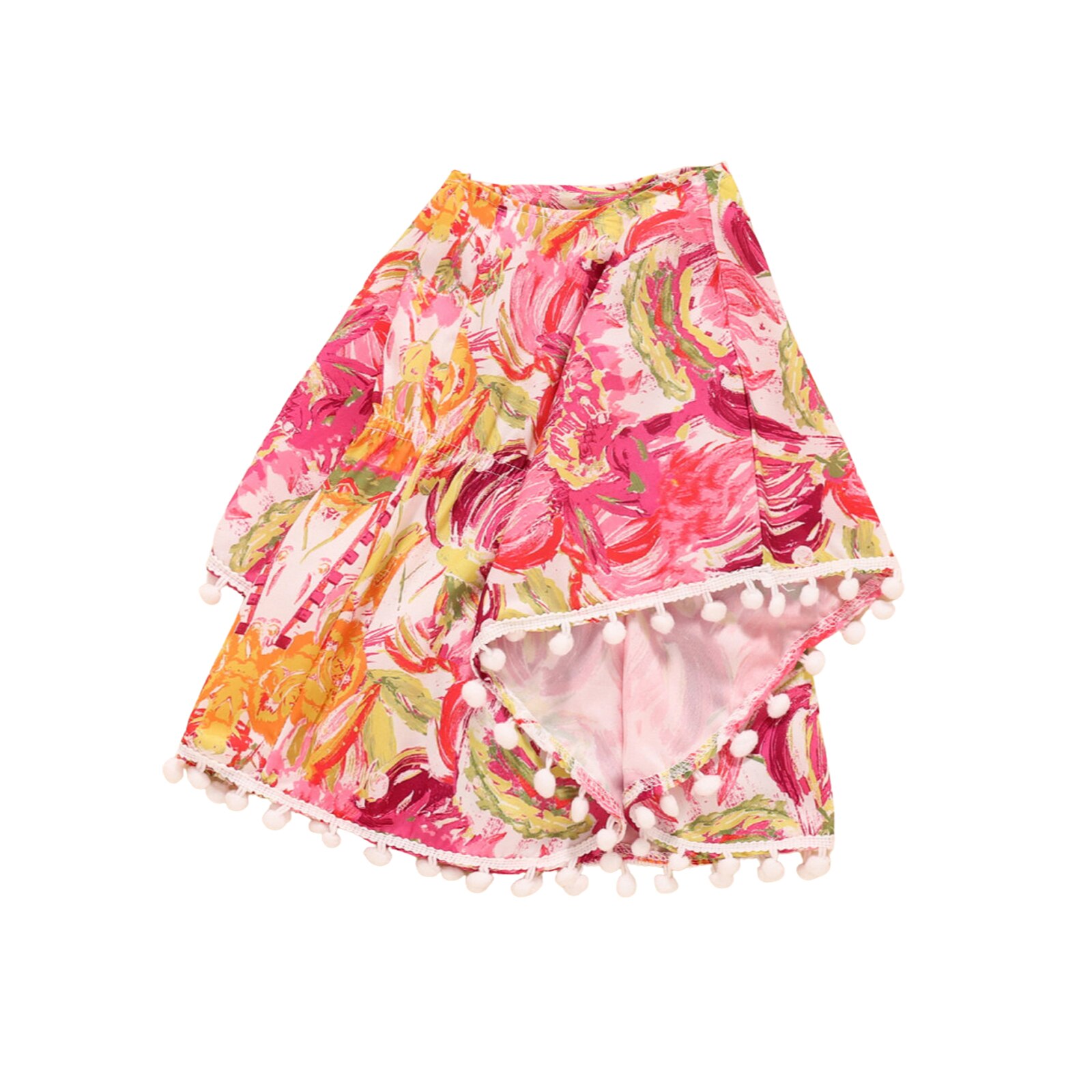0-3Y Mode Peuter Baby Meisje Blouse Zomer Batwing Mouw Tie Dye Print O Hals Kwasten Losse Top