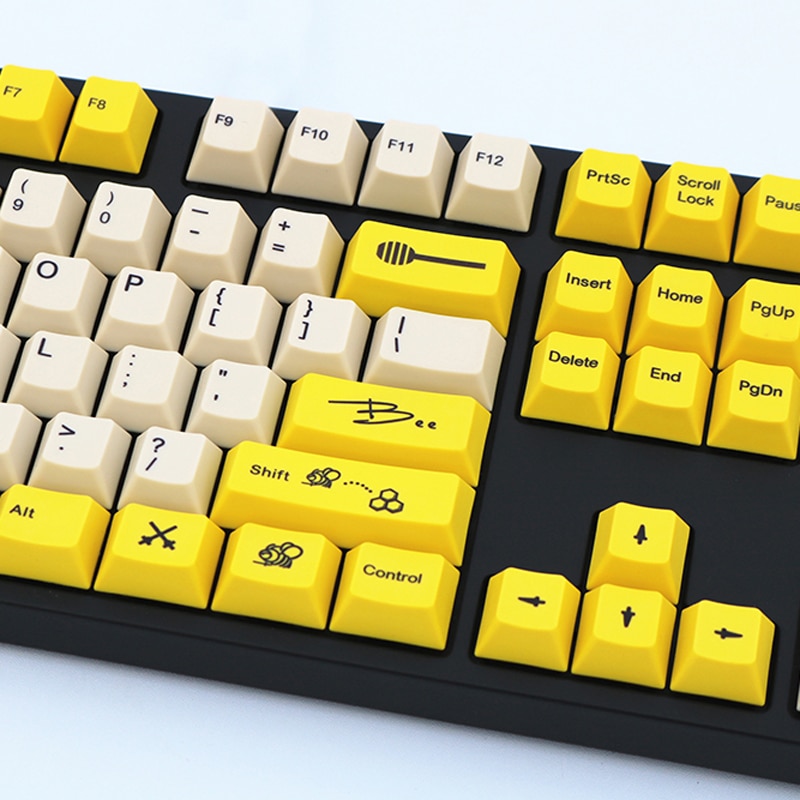 108K Bee tema PBT sublimación Keycap Inglés Japonés coreano contraluz Teclado mecánico dedicado cereza Filco Ducky keycaps