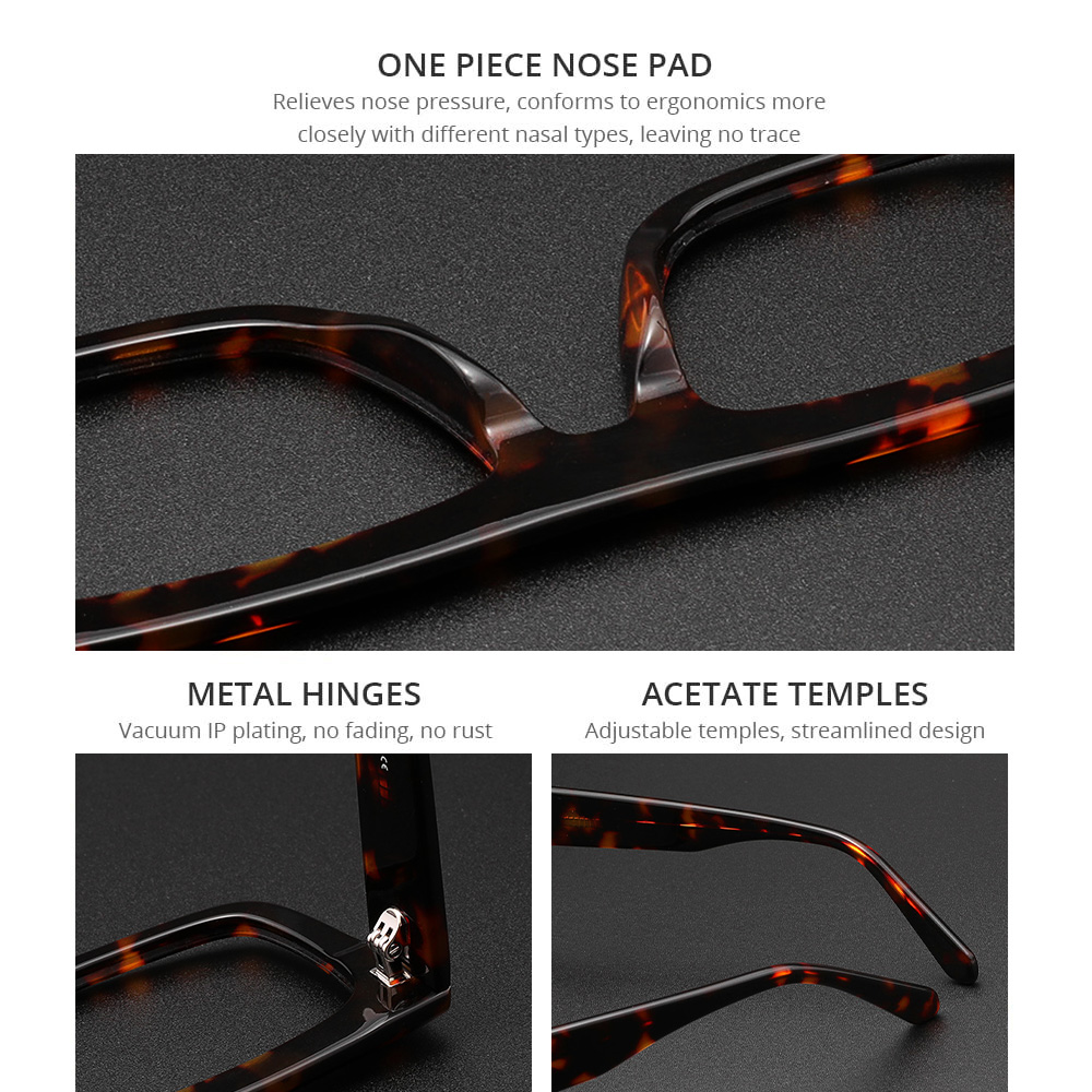 Retro Dicke Rechteck Sonnenbrille für Männer Acetat Brillen Rahmen Coole Sonnenbrille Nicht verschreibungspflichtige Klare Linse Spektakel