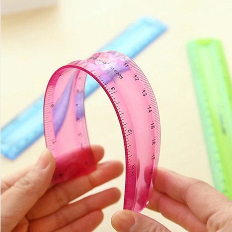 Regla flexible multicolor para estudiantes, cinta métrica de 20cm x 30cm, regla recta, material escolar de oficina