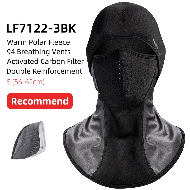 ROCKBROS Winter Warm Halten Winddicht Radfahren Maske Fleece Thermische Radfahren Gesicht Maske Balaclava Ski Maske Angeln Skifahren Hut Headwear: LF7122-3BK
