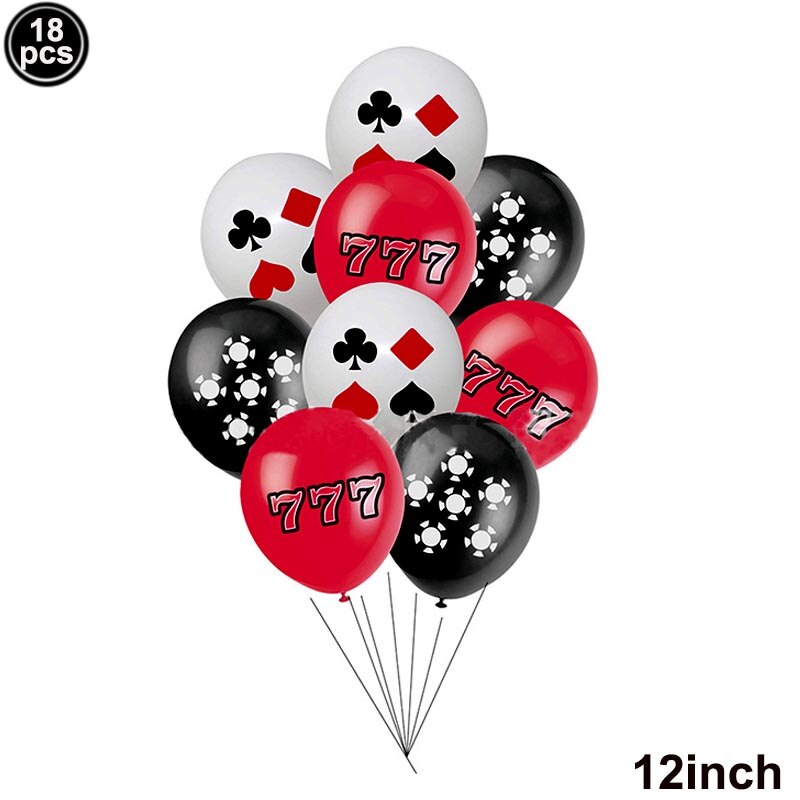 Décor de fête à thème de Casino pour adultes, ballon de fête d&#39;anniversaire, nappe de Poker, bannière d&#39;anniversaire, fournitures de fête de Las Vegas: Gris clair