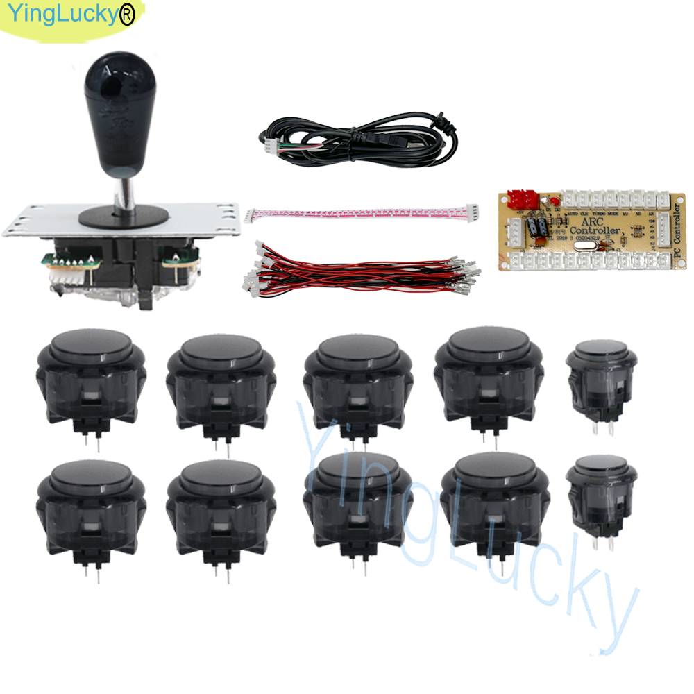 Joystick d'arcade pour 2 joueurs, kit de bricolage PC Raspberry Pi, Kit de jeu d'arcade avec bouton poussoir, Joystick de Style américain, câbles d'encodeur USB: Bleu