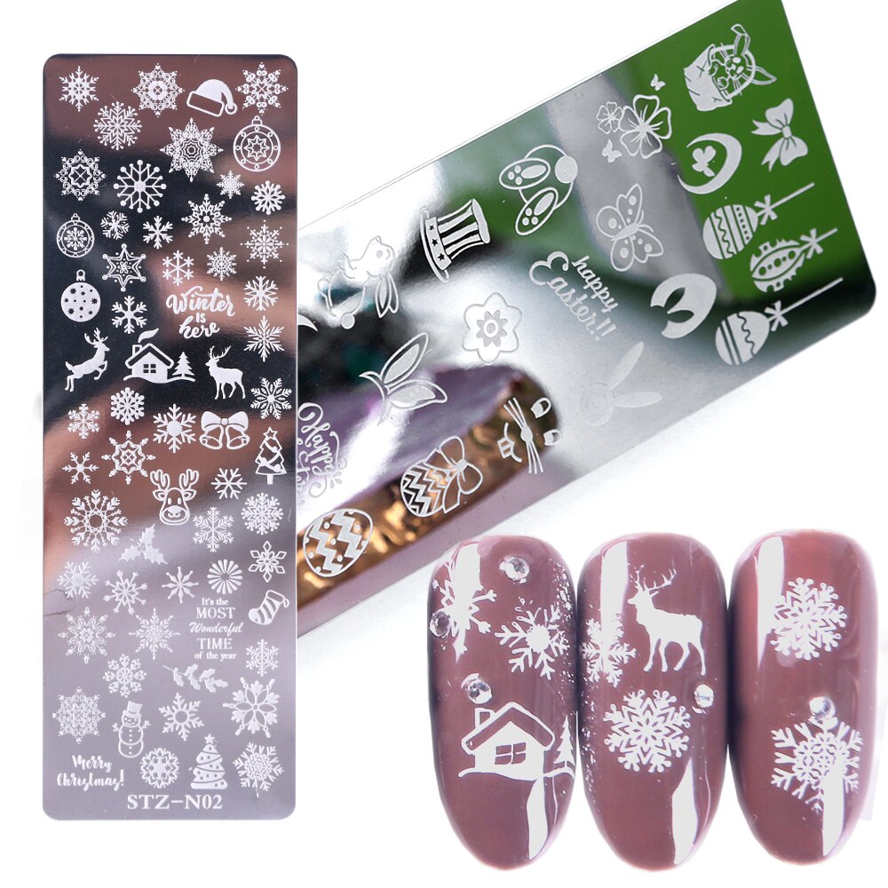 1 stücke Nagel Kunst Vorlagen Weihnachten Entwürfe Stanzen Platten Schneeflocken Hirsch Schablonen Ballon Bild Platten Nagellack Werkzeuge SASTZ-N/ WERDEN
