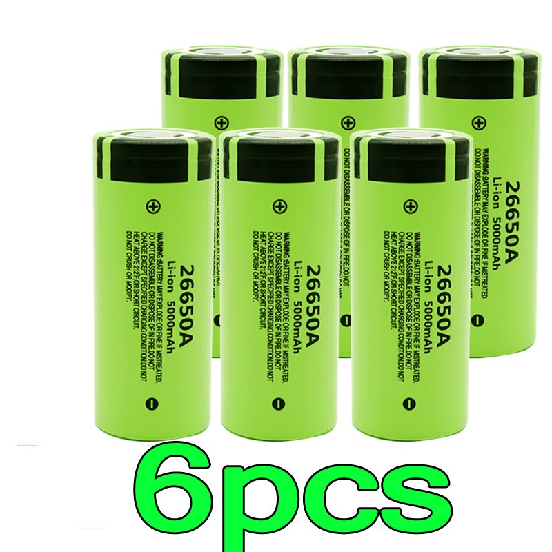 100% Original Battery For 26650A 3.7V 5000mAh High Capacity 26650 Li-ion Rechargeable Battery: YELLOW