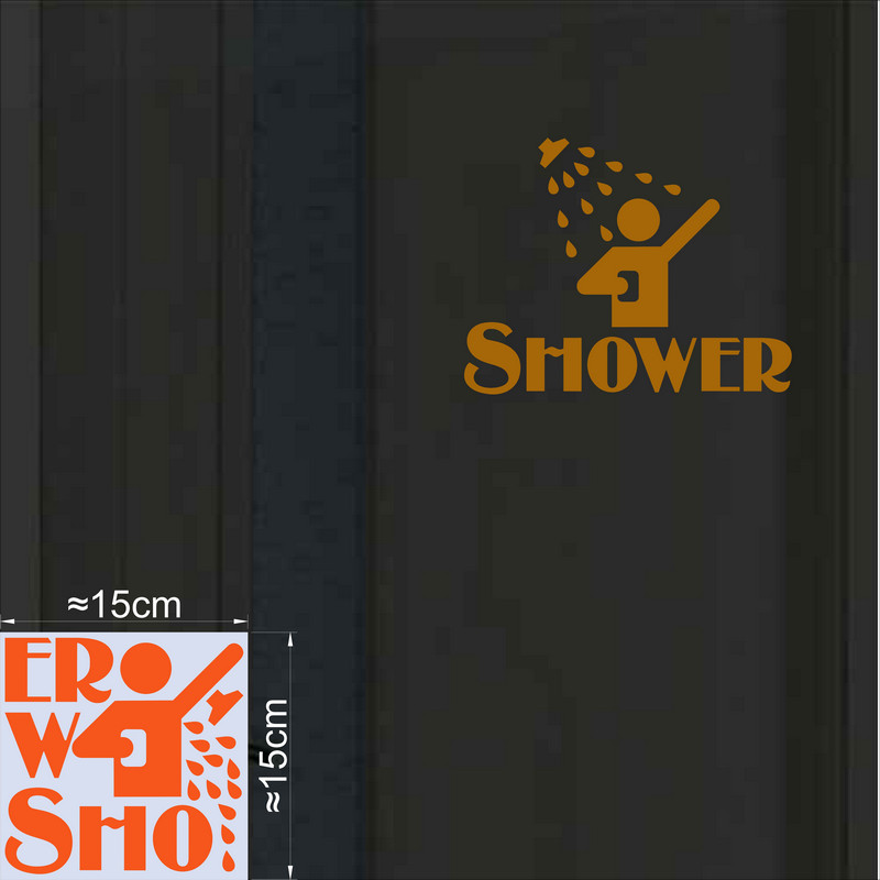Zabawna naklejka na drzwi robić prysznica Świecąca w ciemności Znak łazienkowy Naklejka ścienna Toaleta Pralnia Łazienka DIY Świecąca dekoracja: Pomarańczowy