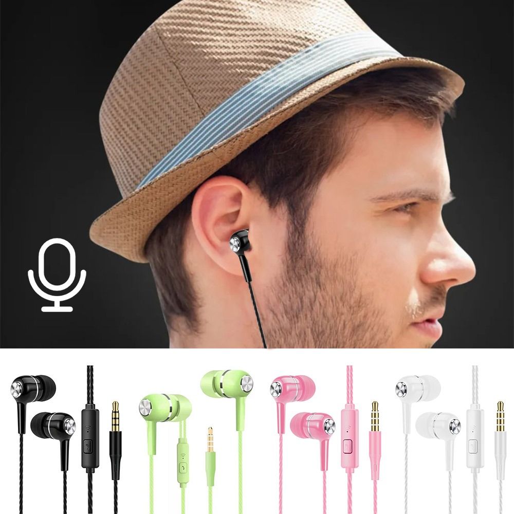Stereo In-Ear Earphone Earpiece With Microphone 3.5mm Earbuds Universal Portable Wired Headphone For Apple/Android/
