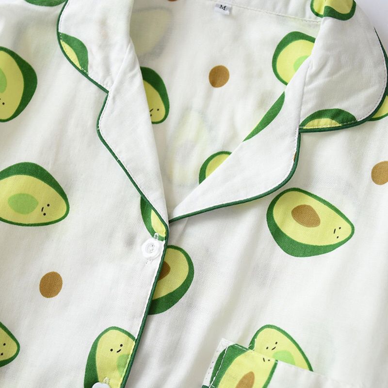 2 stk/sett vår høst dame pyjamas avokado print mønster langermet bukse