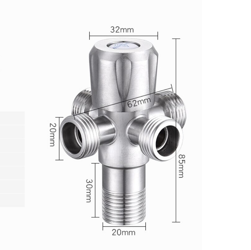 G1/2*1/2 304 stainless steel angle valve one into four out water triangle valve hotel engineering / home tap toilet inlet valve
