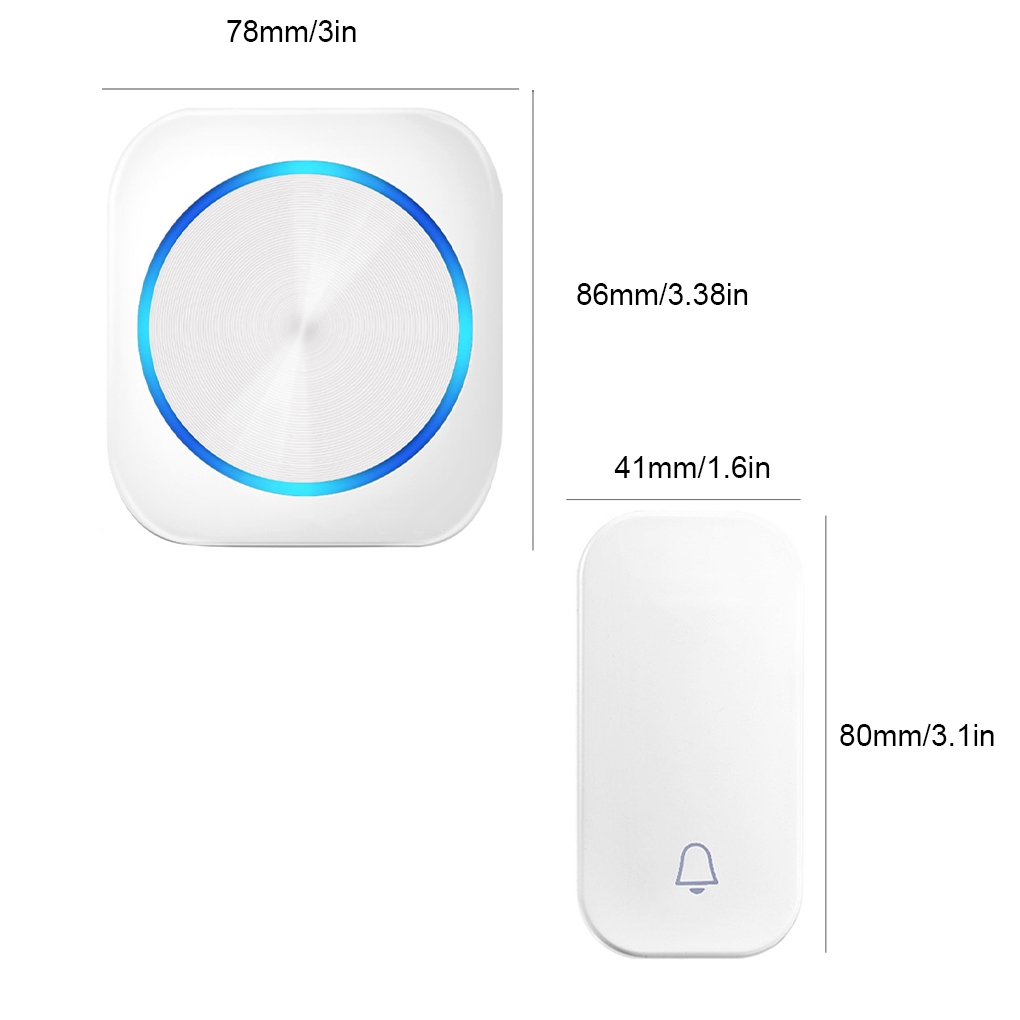 Self Powered Wireless Waterproof DoorBell Door Bell Night Light No Battery Smart Home 1/2 Button 1/2 Receiver EU Plug