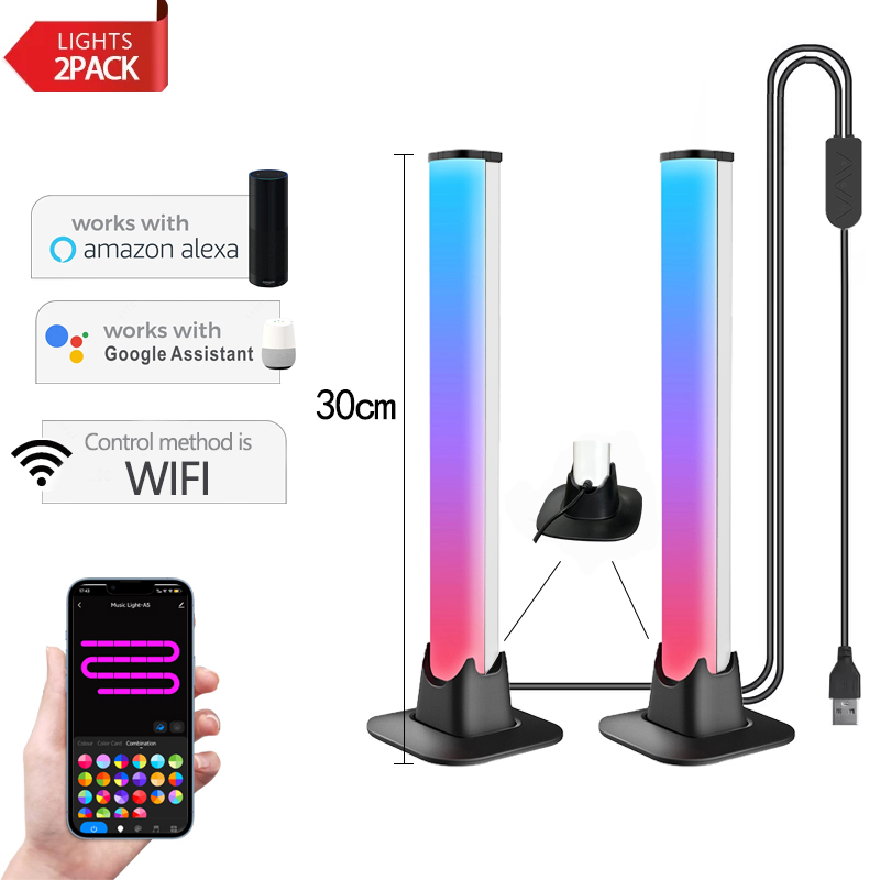 30/55cm RGB rétro-éclairage barre bureau atmosphère lumière LED musique rythme détection décoration lampe jeu chambre Festival veilleuse: Or