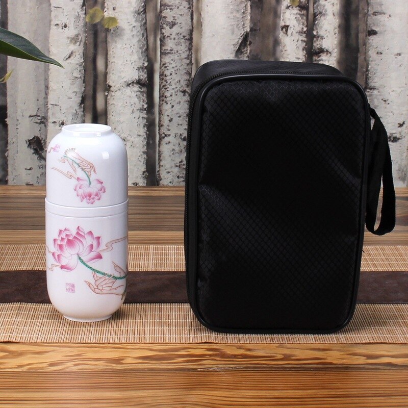 Portable Travel Tea Set Ceramic cup Porcelain inclue 1pot 2cups, gaiwan Concentric Cup Office Home Quick Cup easy teapot kettle: A