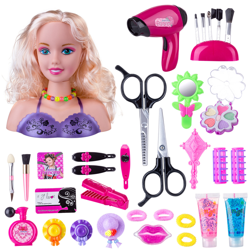 Busto de muñeca para niños, juguete de peluquería, modelo de simulación trenzado, maquillaje de peluquería, casa de juegos para niña, juguetes para niños