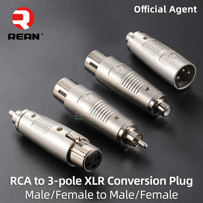 NEUTRIK's REAN Audio Video Conversion Adapter XLR to XLR, XLR to RCA, XLR to 6.35, 6.35 to RCA Female, 6.35 Female, 6.35 to 3.5