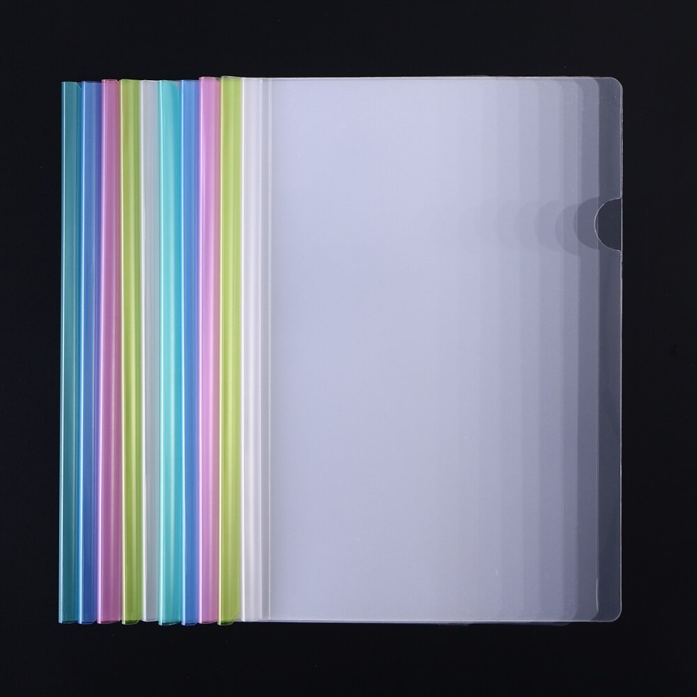 10pcs Transparent File Folder Sliding Bar Report Covers for A4 Report Display Cover Organizer Binder