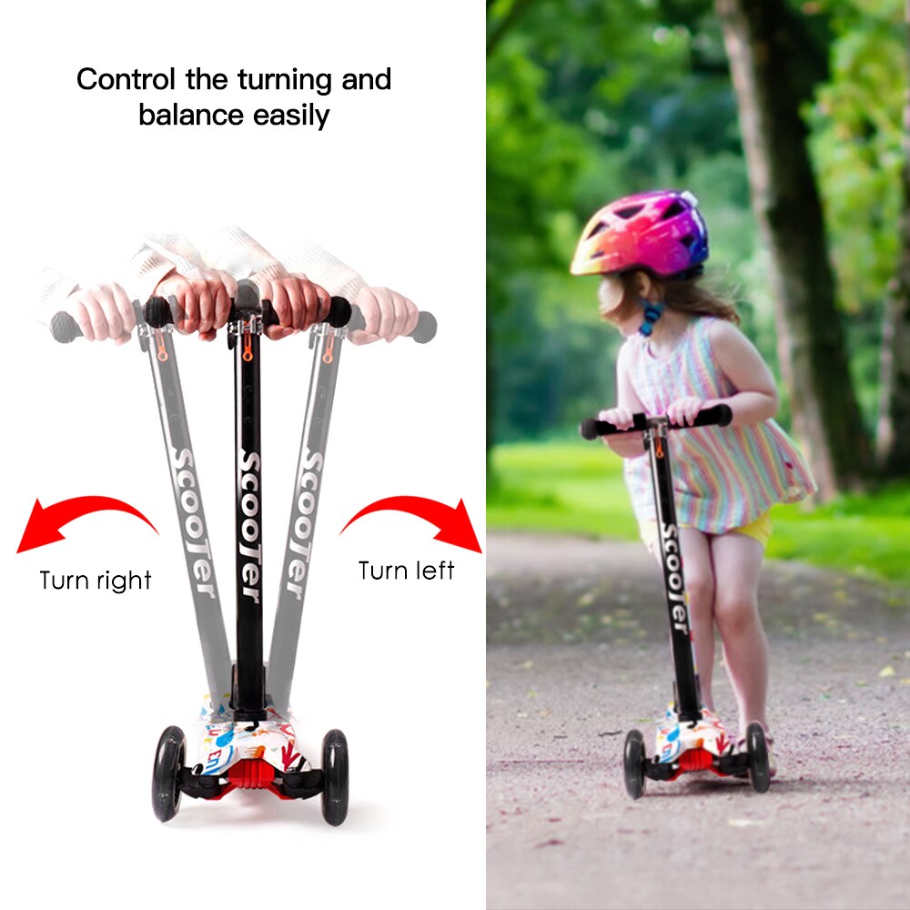 Foldable Scooter Wheels Kick Scooter with Light Up 3 Wheel Scooter for kids 3-8 Year with Adjustable Height Lightweight Scooter