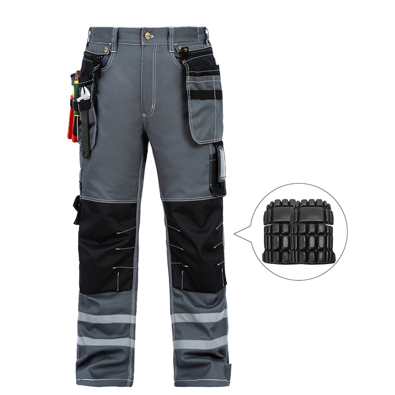 Hi vis housut puuvilla monityökalu taskut työvaatteet rahti kangas miesten työturvallisuus vaatteet miesten housut kestävät kestävät housut  b114