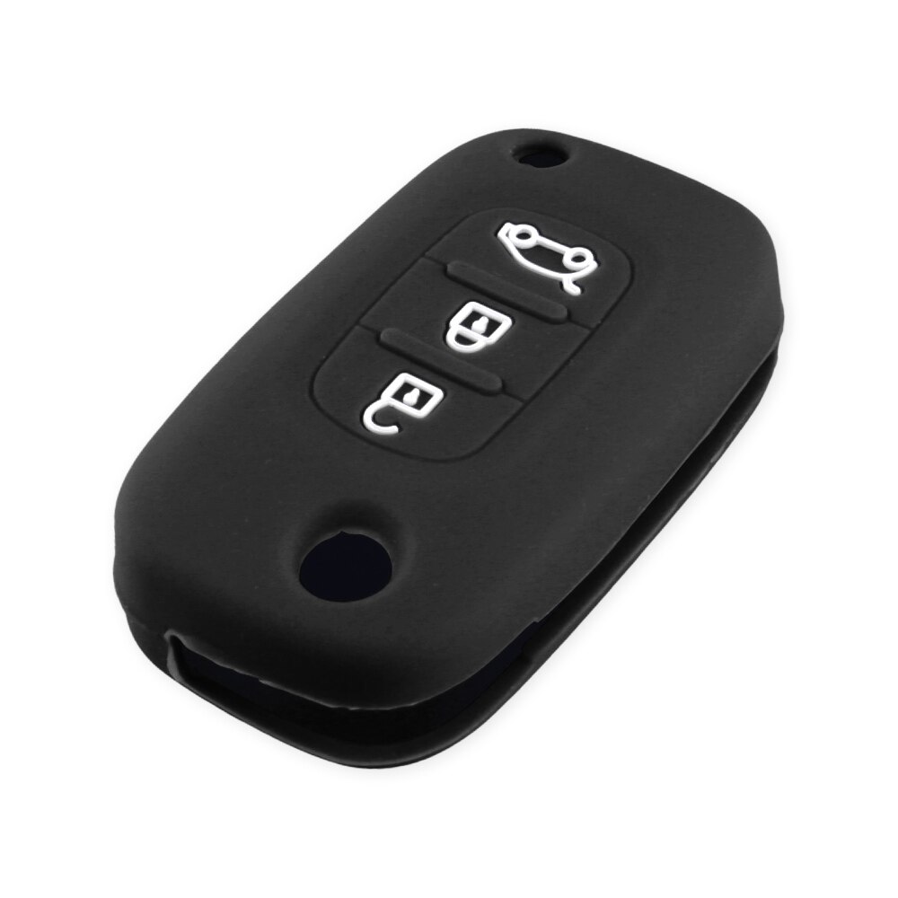 KEYYOU-funda de silicona para llave de coche, carcasa remota para vehículo LADA Vesta Granta XRay Kalina Priora Sedan Sport, Renault Fluence Clio Megane: Black