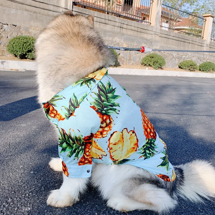 Hawaiian Bloem Hond Shirt Voor Kleine Medium Grote Honden Puppy Franse Bulldog Pug Zomer T-shirt Vest Huisdier Kleding Kostuum TLC15: Pineapple for Pet / L