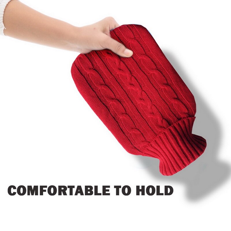 2000ml waterflessen gebreide hoes effen kleur watergevulde tas stoffen hoes handwarmer winter zachte waterfles