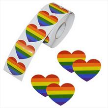 500Pcs Gay Pride Stickers Valentijn Hartvormige Stickers Liefde Regenboog Stickers Een Roll Voor Gay Pride Parade Carnaval party Decor