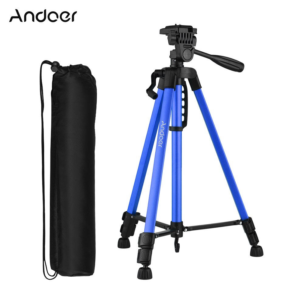 Trípode Andoer para bolsa de transporte de teléfono, trípode para Canon Sony Nikon DSLR, trípode para cámara para iPhone Huawei Smartphone: Blue
