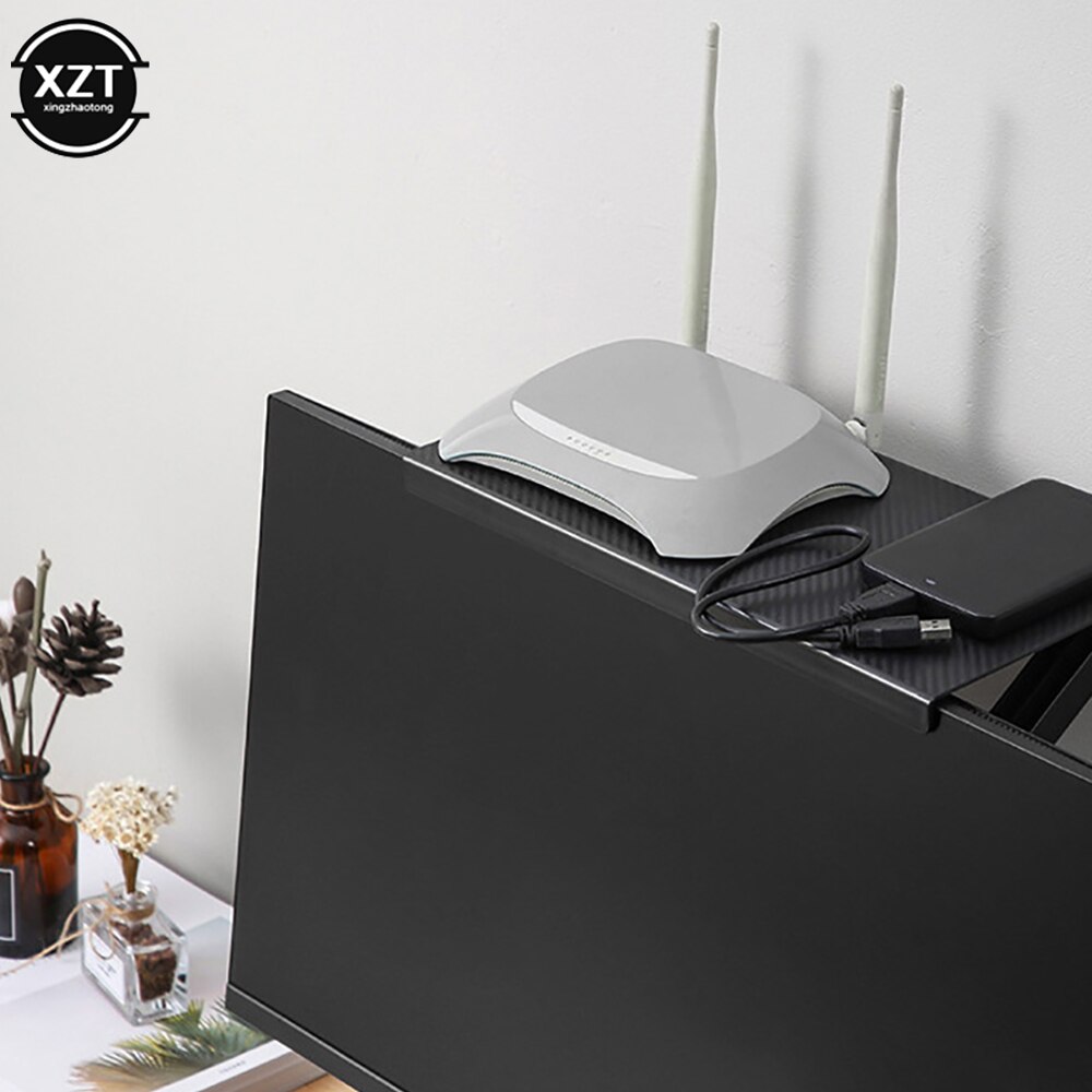 1 pz TV Monitor Rack Organizer schermo ripiano superiore staffa pratica archiviazione domestica Computer ufficio supporto multifunzione