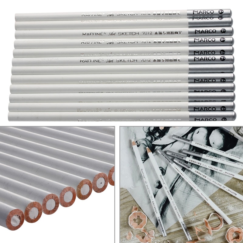 12 stk hvid kunst tegning giftfri base pastel blyanter sæt til kunstner skit kridt