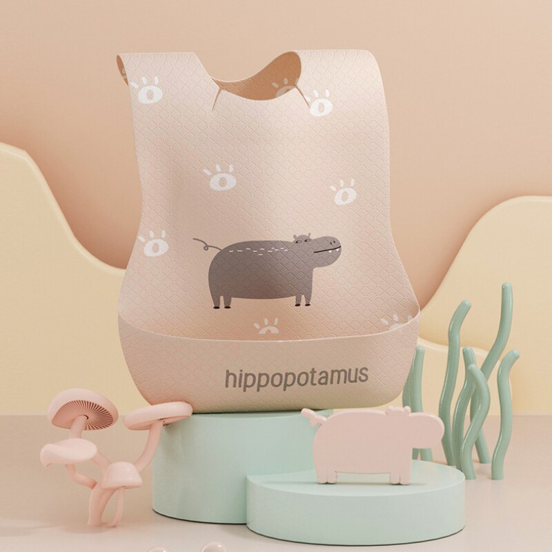 5/20 Stuks Wegwerp Slabbetje Rijst Zak Verdikte Waterdicht Speeksel Handdoek Draagbare Anti-Vuile Kinderen Bib kids Accessoires: 20Pcs Pink Hippo
