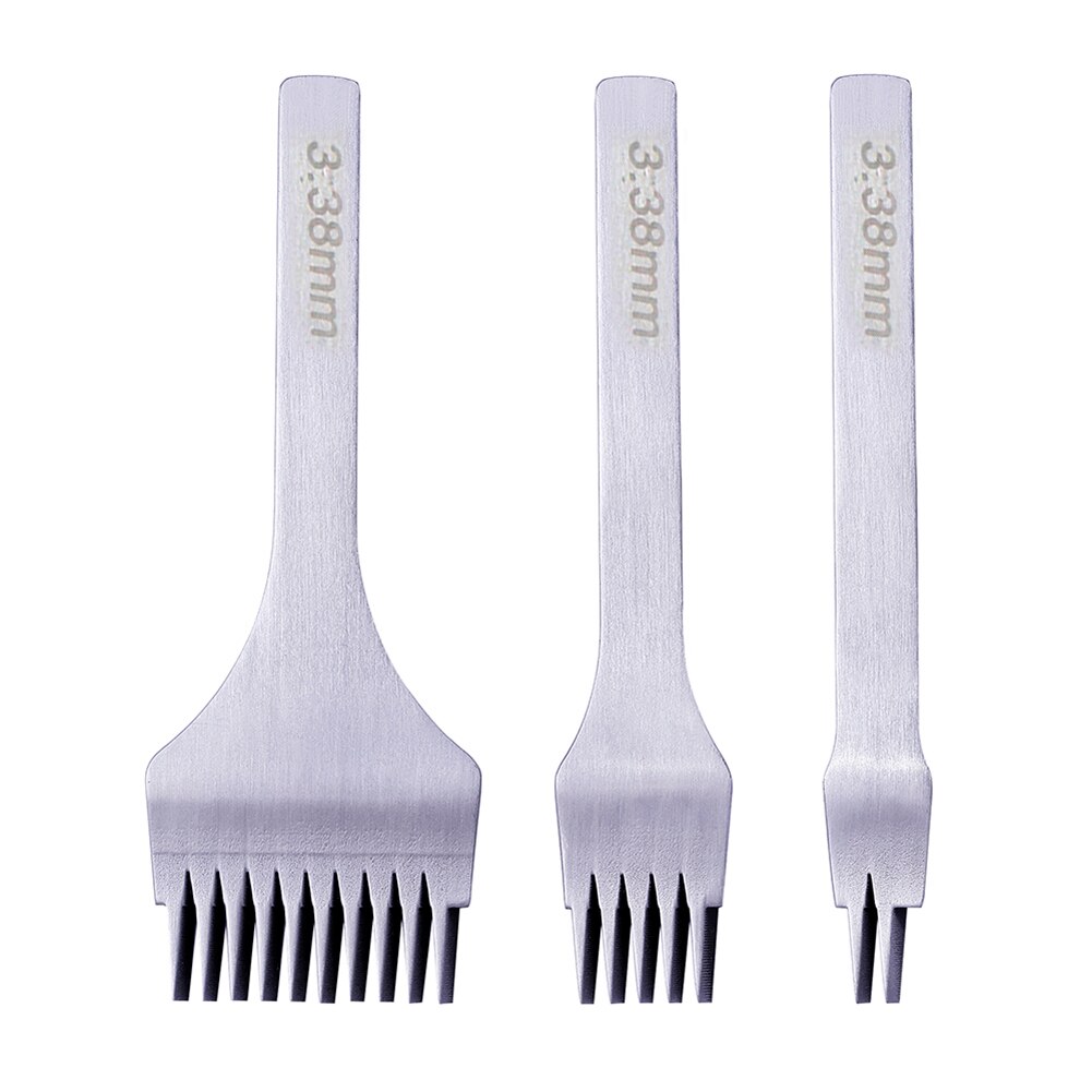 White Steel Stitching Lacing Punch Chisel Oblique Flat Cut Gear Pitch Tool Polished Prongs Leather Craft Hole Puncher Pitch Tool: 3.38mm
