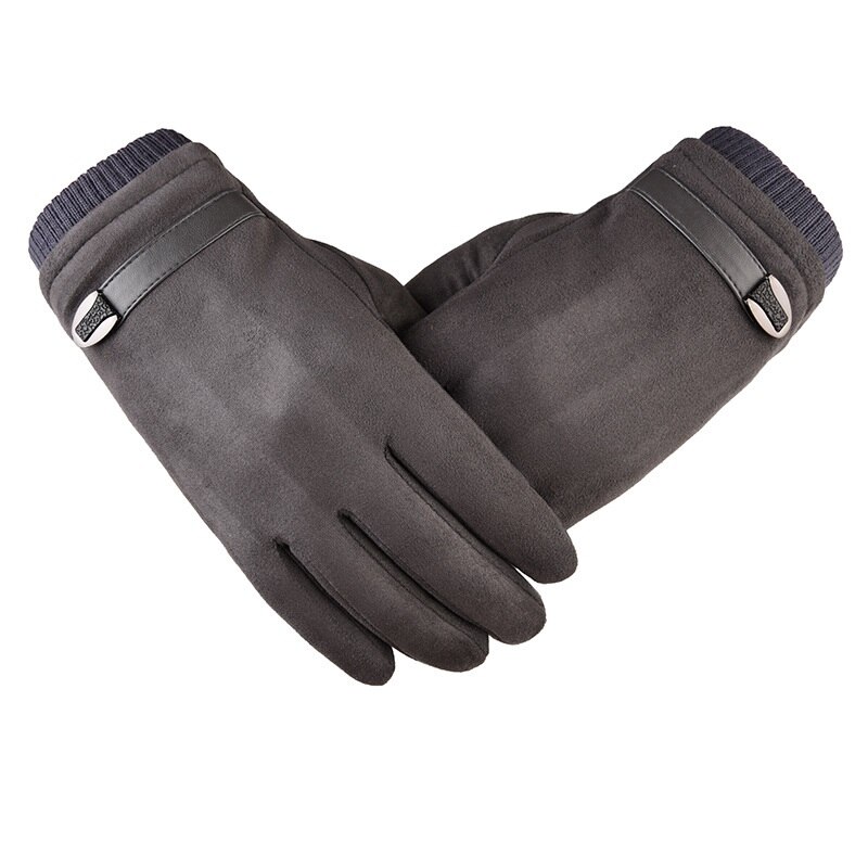 Heren handschoenen, suède leer, zwart grijs, halve vinger, elastische handschoenen, outdoor fietshandschoenen, winter warme handschoenen, 033 stuks: Grijs