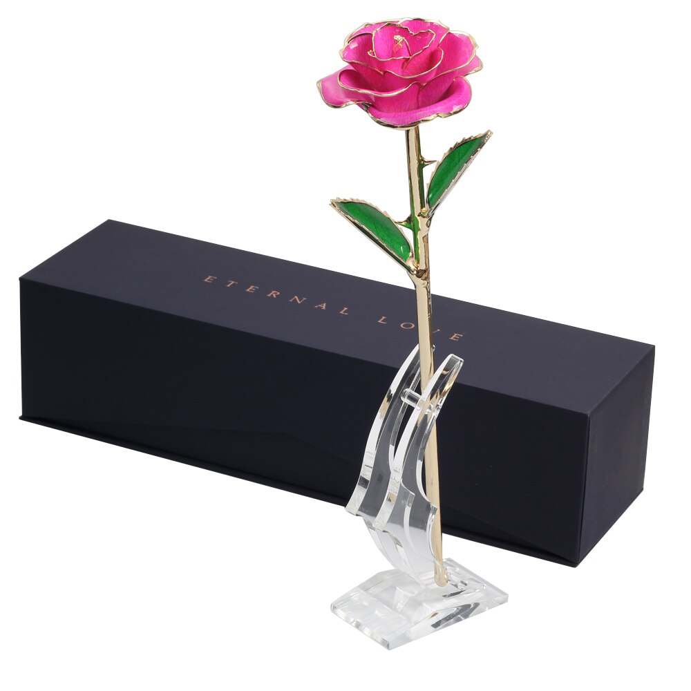 24k Gold Dipped Rose Flower Artificial Flowers Eternal Rose with Stand Forever Love In Box Birthday for Girls: rose red