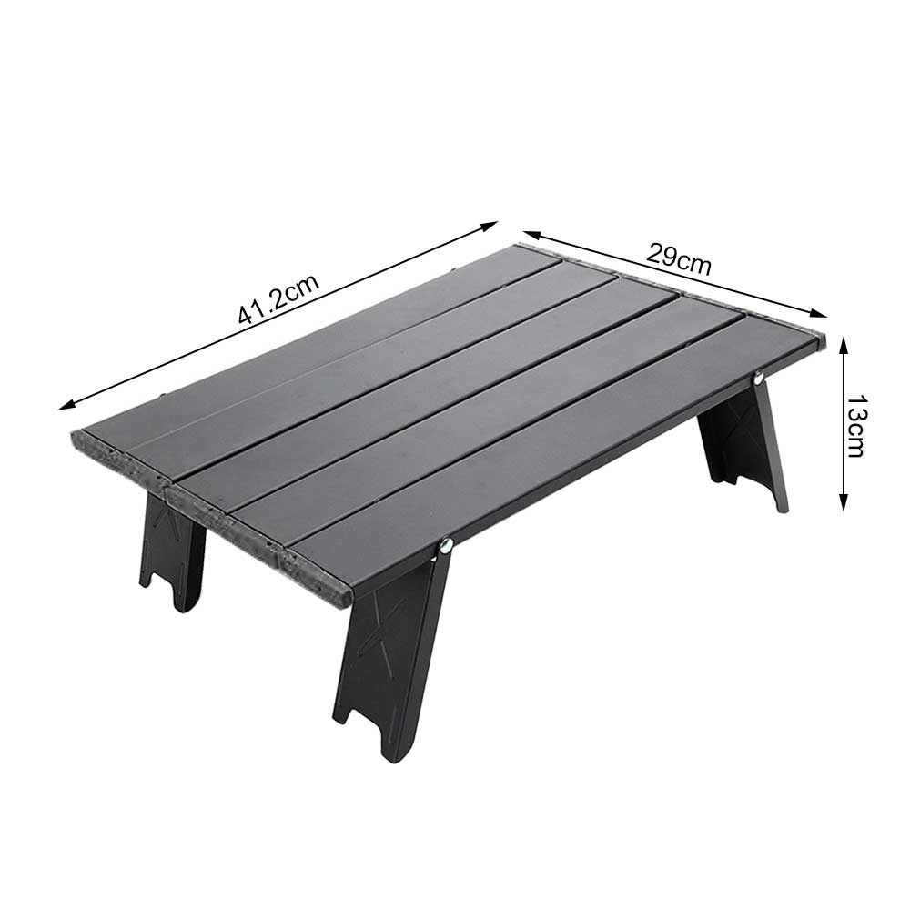 Mini Camping Tafel Draagbare Opvouwbare Aluminium Tafel Outdoor Picknick Barbecue Tours Servies Ultra Licht Computer Bed Bureau: Black