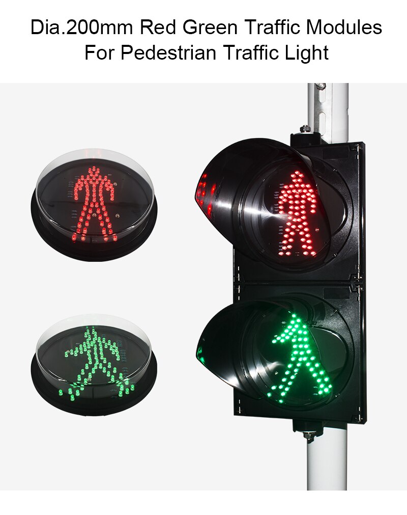 8 pulgadas rojo verde peatonal semáforo led núcleo para cruce de cebra