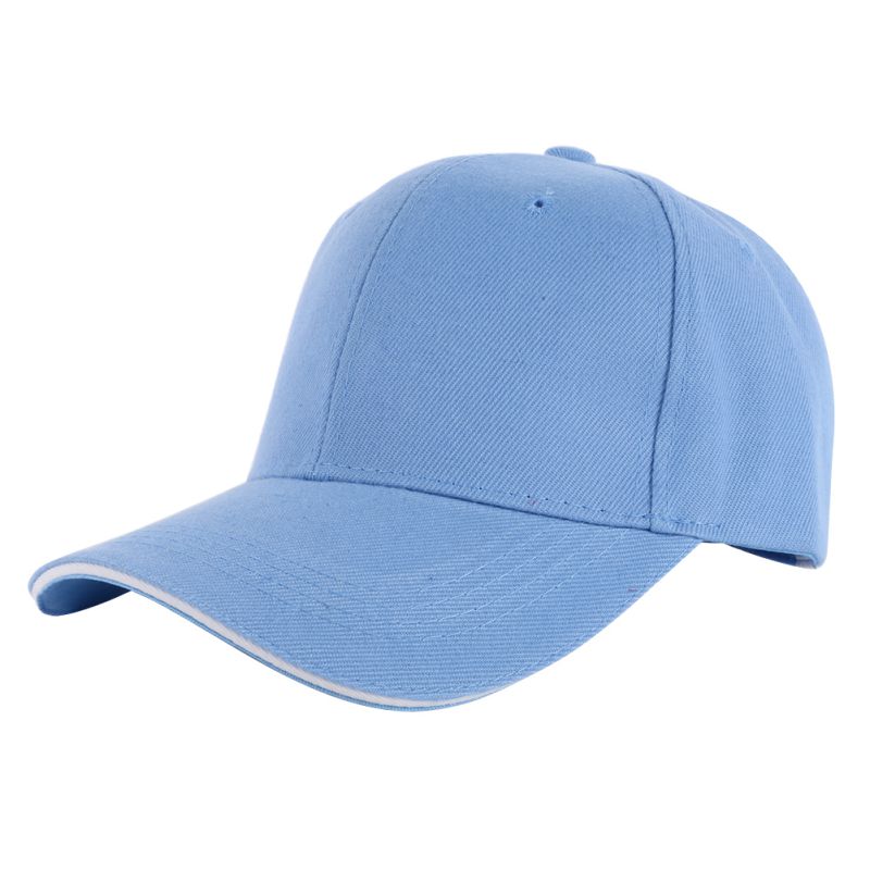 Sports Baseball Cap Angled Brim Hook and Loop Fastener Cotton Hat Adult Sportswear Accessories Saleym: light blue