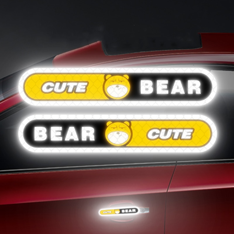 4pcs Cartoon Monkey Reflective Sticker Car Decal Frog Bear Animal Safety Warn Tape Scratch Modification Made with 3M