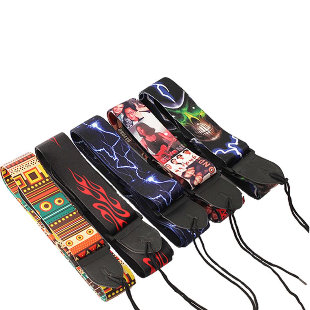 Sangle de guitare en Nylon pour guitare électrique acoustique et basse ceinture de guitare multicolore réglable sangles en Nylon d'impression colorée