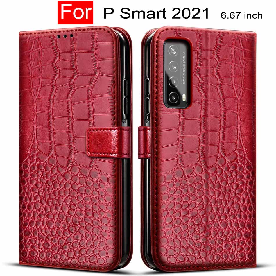 Voor Huawei P Smart Case Flip Leather Magnetische Boek Telefoon Case Voor Huawei Psmart Soft Case P Smart 6.67 "Coque: Red