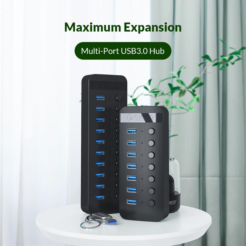 ORICO Industrial USB 3.0 HUB 7/10/13/16 ABS USB OTG Splitter On/Off Switch With 12V Power Adapter Support Charger For Computer
