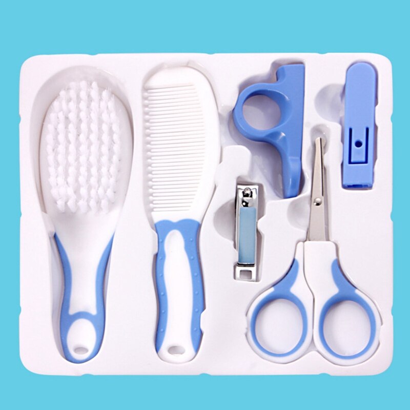 6 pçs/set kit de cuidados com o bebê segurança silicone diário prego clipper tesoura vir kits crianças grooming pente escova de cabelo prego kit