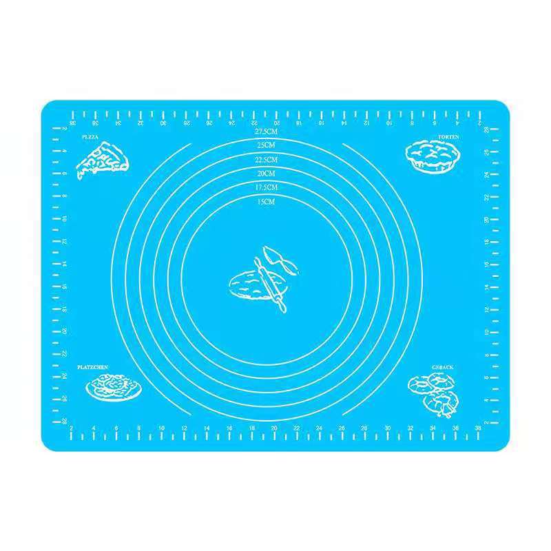 Multi-size Food Grade Silicone Kneading Pad, Baking Silicone Pad, Thickened Scaled Heat Insulation Chopping Board and Dough Pad: 40X30CM-Blue