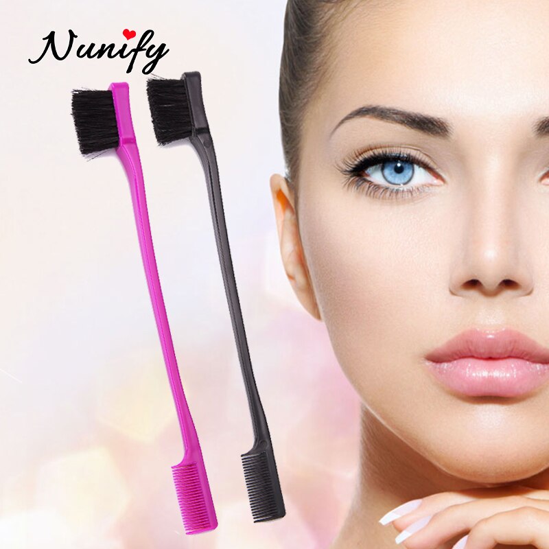 Nunify skønhed dobbeltsidet kant kontrol kam styling hår øjenbryn kam børste frisørsalon hår kam børster tilfældig farve