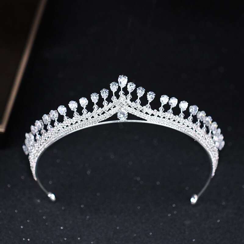 Luksus dame krone pannebånd krystall rhinestone tiara og krone hårbånd smykker sølvfarge brude hår tilbehør bryllup