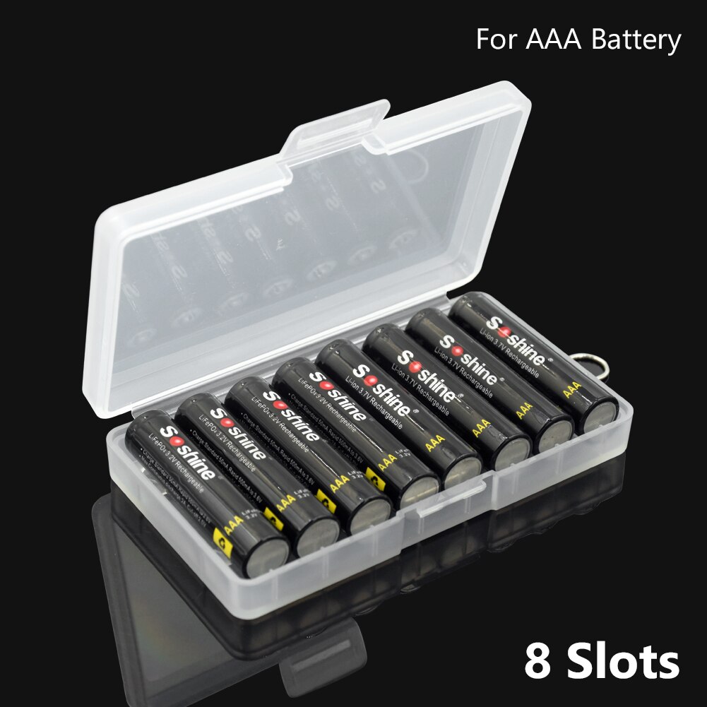 Aufbewahrungsbox für aaa/aaa-batterien, hartplastik, halbtransparent, mit clips für 2/4/8x aaa/aaa-batterien, wiederaufladbar: 8x aaa
