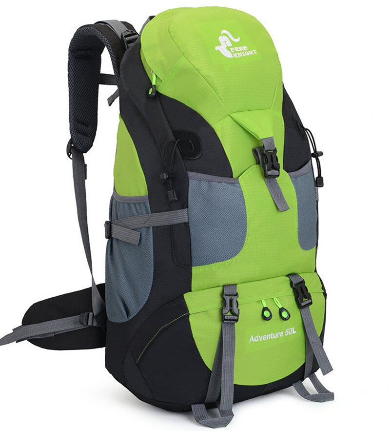 Waterdichte Bergbeklimmen Rugzak, 50-Liter Outdoor Sporttas, Reizen, Kamperen, Wandelen, dames En Mannen Rugzakken: GREEN